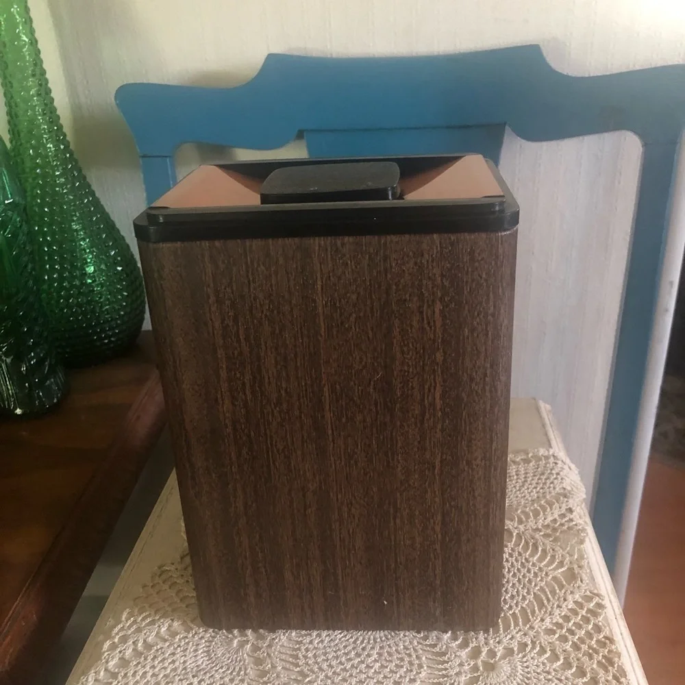 Vintage Copper & Wood-Look Metal Canister